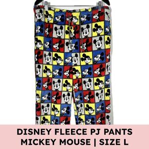 Disney Mickey Mouse Fleece Pajama Pants Straight Leg Large Multicolor Retro